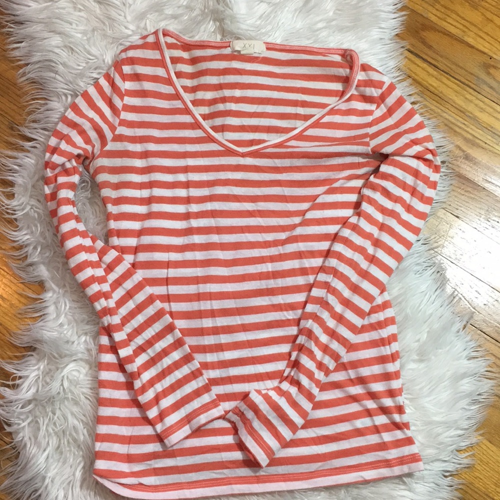 Large Orange and White Striped Long Sleeve Shirt